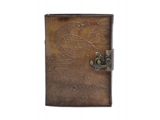 Genuine Vintage Leather Journal Hand Peacock Embossed Charcoal Leather Journal Notebook